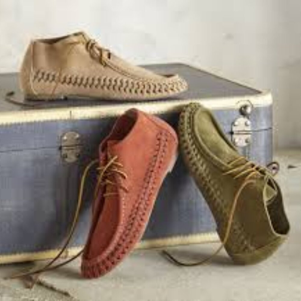 Latigo Gamine Olive Green Suede Moccasins with Leather Laces - Picture 3 of 16